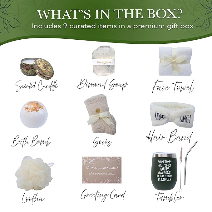Spa Box Gift Set for Women, Spa Gift Baskets for Women, Self Care Gifts for Women, Get Well Soon Gift Baskets for Women, Spa Kit For Women, Care Package for Women, Gift Sets for Her, Sister, Mom.
