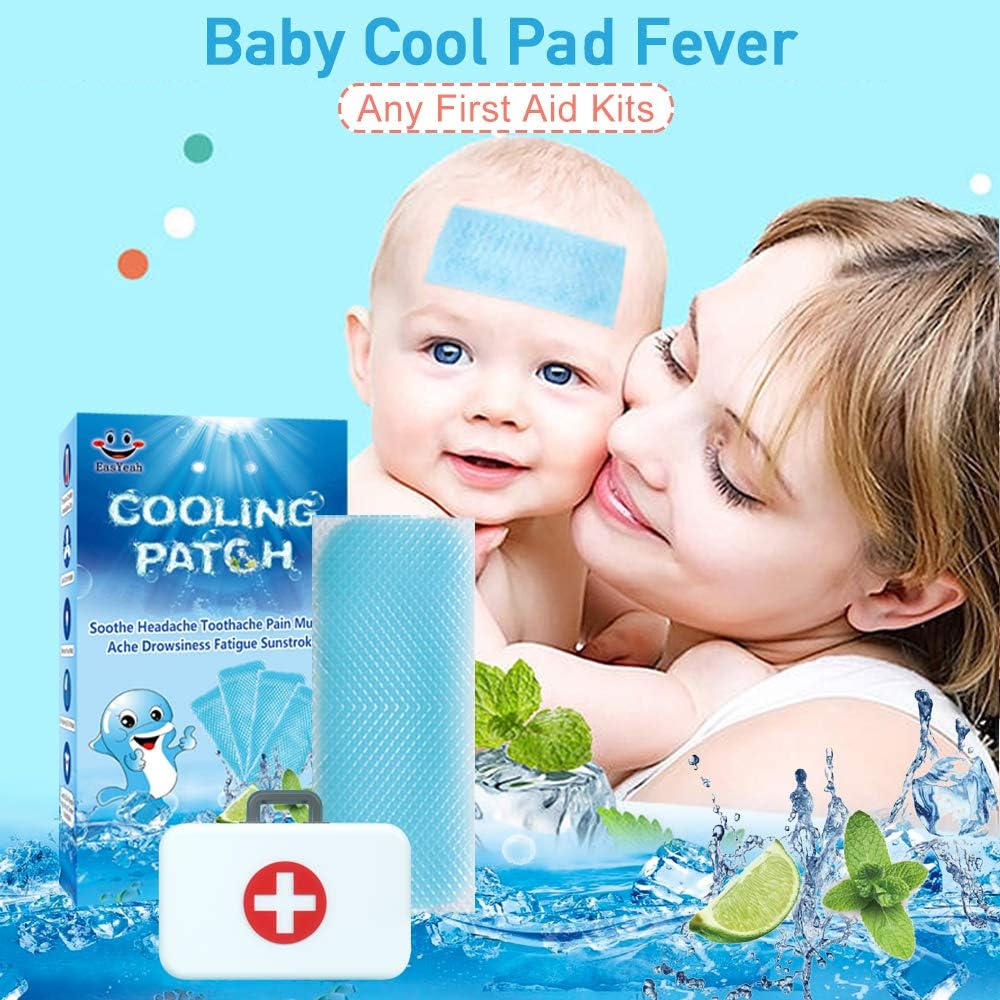 30 Sheets Cooling Patches for Fever Discomfort & Pain Relief, Cooling Relief Fever Reducer, Soothe Headache Pain, 10 Count Per Box (3 Boxes)