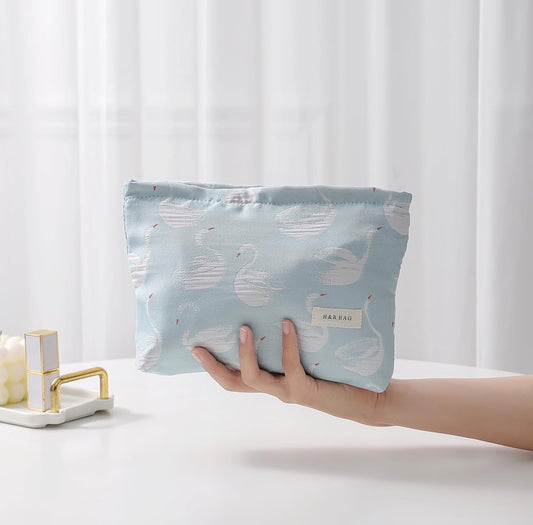 2 Pcs Makeup Bags, Large Cosmetic Bag Travel Toiletry Bag Organizer for Women, Embroidery Craft, Floral Makeup Bag Small Cosmetic Pouch Purse with Zipper Gifts for Girls Teen