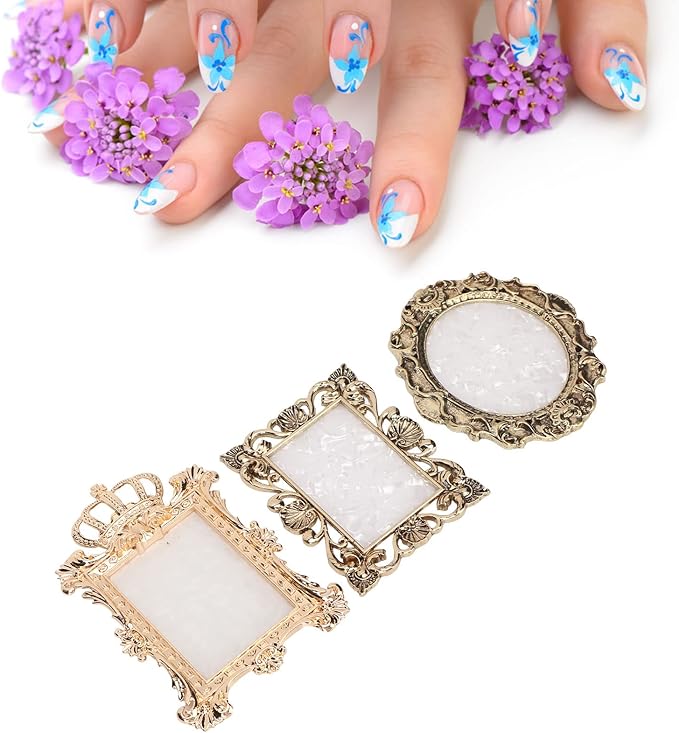 Nail Art Resin Palette,3pcs Vintage Nail Art Palette Multi Functional Display Mixing Nail Coloring Palette Nail Polish Color Mixing Palette for Makeup Gold Copper Color