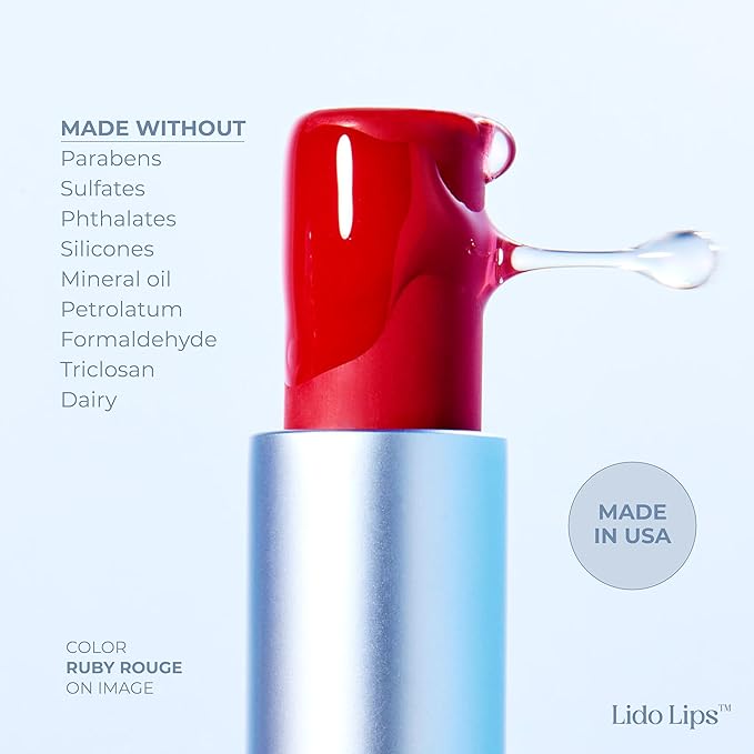 Tinted Lip Balm. Moisturizing Sheer, Buildable Lip Color with Hyaluronic Acid, Vitamin E and Rich Oil, Perfect Revitalizer for Chapped Lips. Beauty Plumper Moisturizer 0.21oz- Ruby Rouge