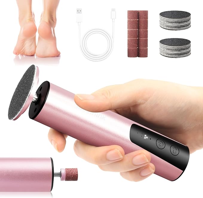 Electric Foot Callus Remover, 2 in 1 | 6 Speed Adjustable Foot File Nail Grinder with Sandpaper Disks, Professional Sander Pedicure Tool for Feet Dead Skin, Self Care Gifts for Women Mom Lover Friends