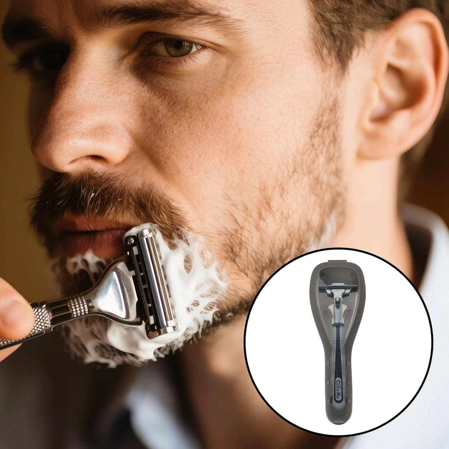 2PCS Plastic Portable Traveling Men Manual Razor Protector, Universal Portable Shaver Storage Box/Travel Razor Cover Case, Manual Razor Traveling Case Transparent