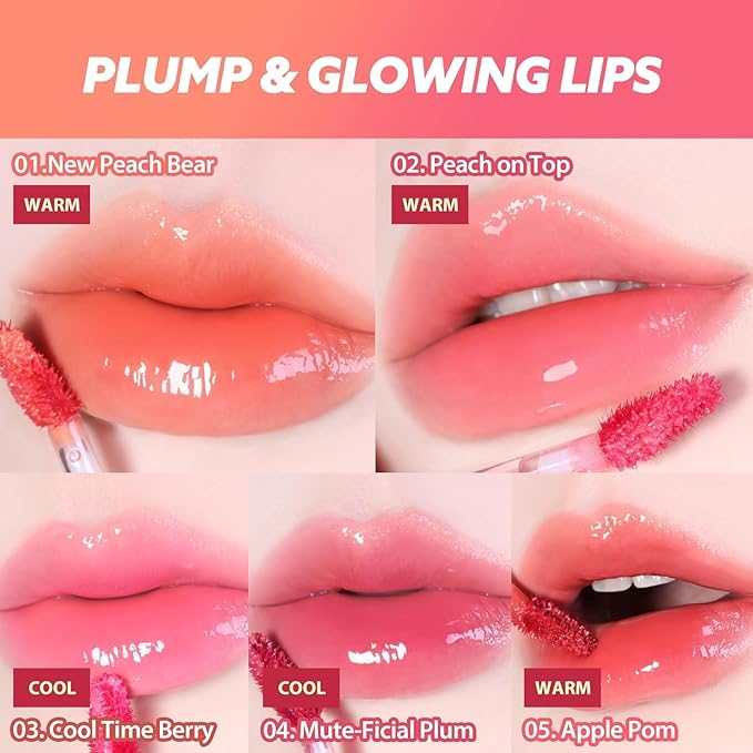MILKTOUCH Jelly Lip Glow Tint - Hydrating Lip Gloss with Long-Lasting Moisture, Lip Stain, Lightweight, Radiant Shine, Perfect for Daily Use, Valentines Gifts, Korean Lip Oil (03 Cool Time Berry)