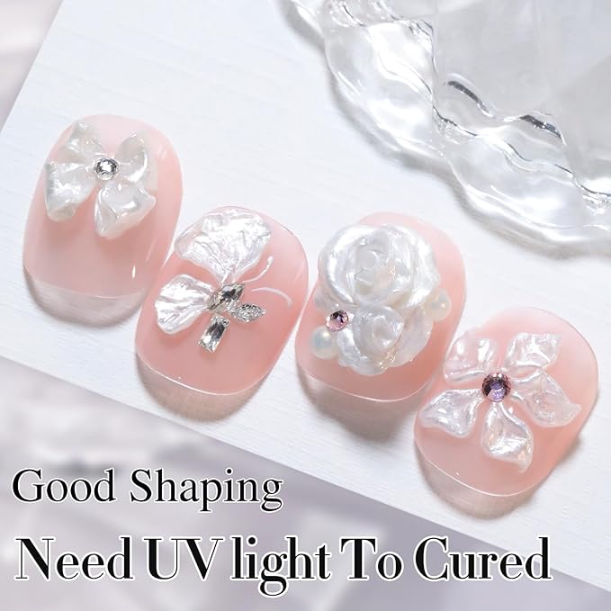 Double Rhythm 3D Nail Gel Pearl Solid Sculpting Gel for Nail Art Non-Sticky Hard Gel for Building Carving Molding Nail Extension Soak Off UV/LED Nail Art Salon Home DIY 0.5 Oz (Silver-Silk 01)