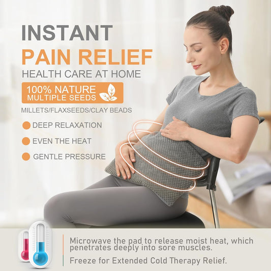 UNCN Wide Microwave Heating pad with Washable Cover 9.5 x 16in Microwavable Hot Pad for Neck Shoulder, Cramps, Back Cordless Warm Compress Weighted Moist Heat Pack for Aches, Unscented