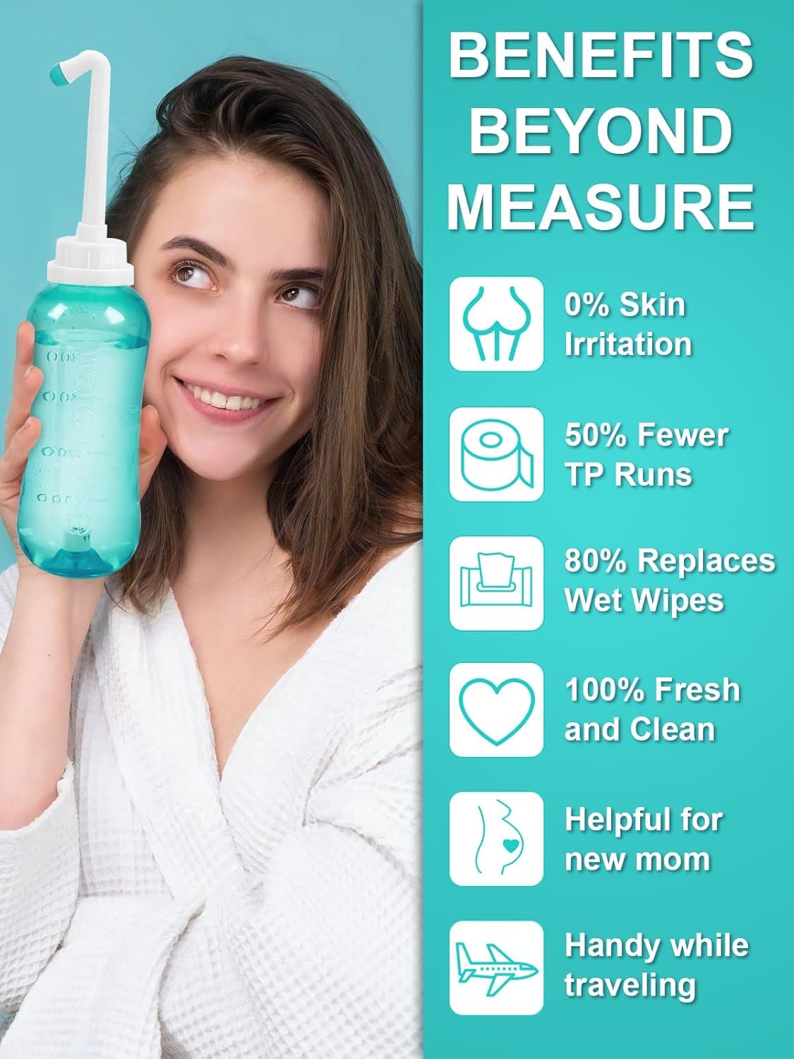 Peri Bottle for Postpartum Travel Bidet - Perineal Care,Portable Travel Squeeze Bottle Bidet for Women Personal Hygiene Cleaning,2 Tubes for Baby Mom After Birth Cleansing and Recovery 16.9OZ(Green)