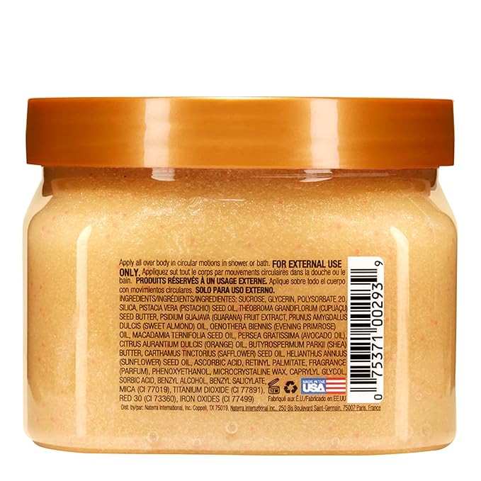 Tree Hut Tropic Glow Shea Sugar Scrub, Exfoliates and Smooths for Soft, Radiant Glow, Warm Scent with Almond, Golden Amber, and Sandalwood, 18 oz