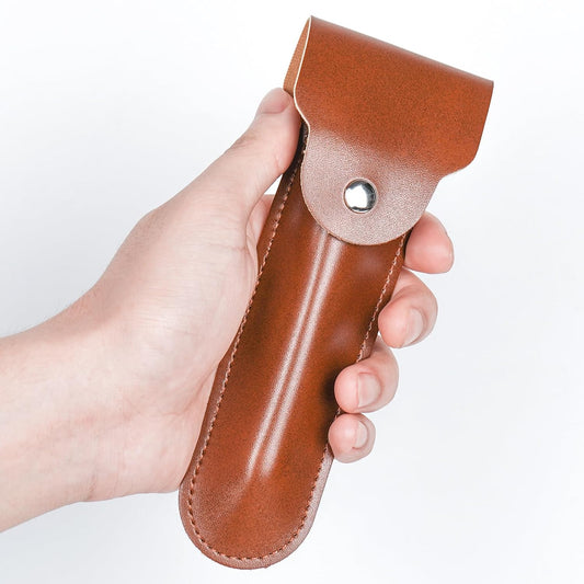 Linkidea Razor Case for Travel, Shaver Carrying Pouch for Men, Compatible with Gillette Mach 3, Sensor 3, MK-23C, Portable Storage Organizer (Brown)