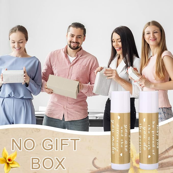 Demissle Thank You Gifts for Coworker Lip Balm Bulk Set Inspirational Appreciation Gifts Leaving Farewell Gifts Vanilla Ingredients Lips Care Products for Friends Teacher Worker Employee (48 Pcs)
