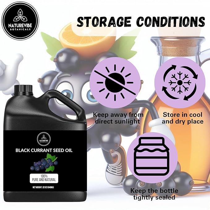 Naturevibe Botanicals Black Currant Oil 32 Ounces | 100% Pure and Natural | Great for Skin Care and Hair Care