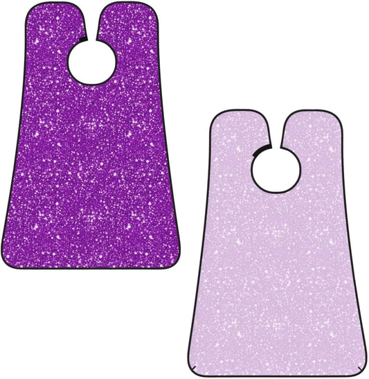 Beard Bib with 3 Suction Cups, Non-Stick Waterproof Hair Catcher Apron, Men's Shaving Essential for Grooming, Purple Glitter Sparkle Pattern Shave Bib