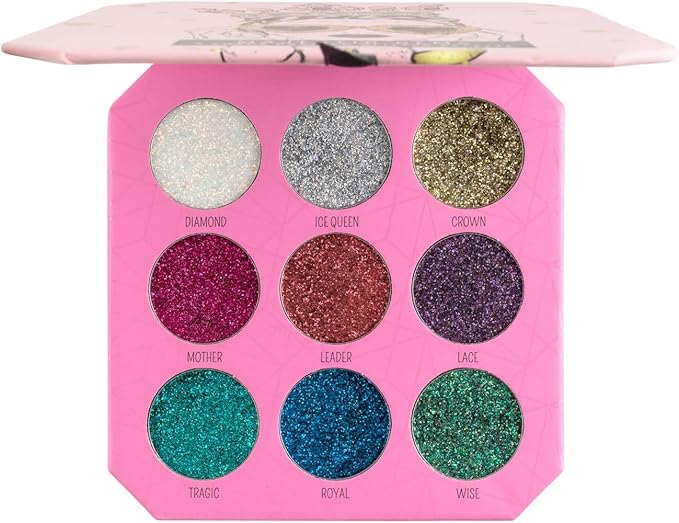 Profusion Cosmetics Majestic Gems 9 Shade Pressed Glitter Palette for Stunning Looks, Sparkle and Shine with Premium Makeup Kit, Get Lit and Glittery is Must Have Essential for Your Glam Squad