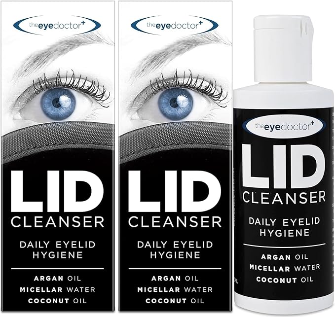 The Eye Doctor Lid Cleanser Twin Pack - Eyelid Cleanser Remove Debris Dirt & Make-up from Eyelids - Suitable for Sensitive Eyes - Contains Argan Oil Coconut Oil & Micellar Water 2X 100ml Bottles