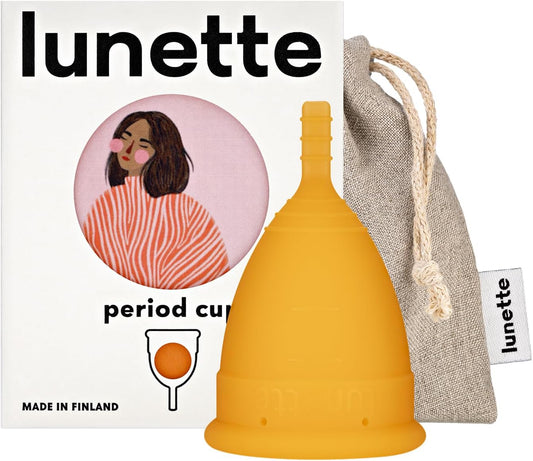 Lunette Menstrual Cup – Best Reusable Period Cup – Wear for 12 Hours and Reuse up to 10 Years, Orange Size 2 for Moderate to Heavy Flow