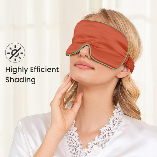 THXSILK 100% Mulberry Silk Sleep Mask, 6A Grade 25 Momme Eye Mask for Sleeping, Color-Blocking Blindfold, Soft Silk Eye Cover for Women, Men, Travel, Nap, Airplane(4×9inches, Bronze)