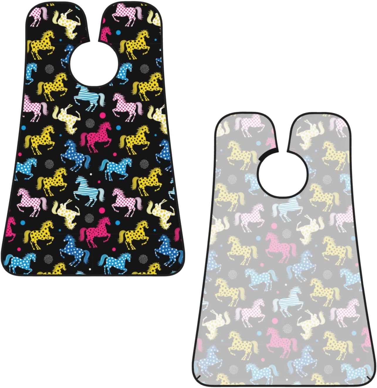 Beard Bib Apron for Men Shaving, Waterproof Non-Stick Hair Catcher with Suction Cups, Grooming Essential for Dad Husband, Colorful Stars Dots Stripes Horse Black Shave Bib