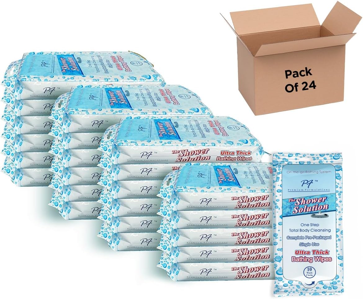 Shower Solutions - Adult Bathing Wipes, Extra Large and Extra Thick, 240 Wipes Bulk Pack