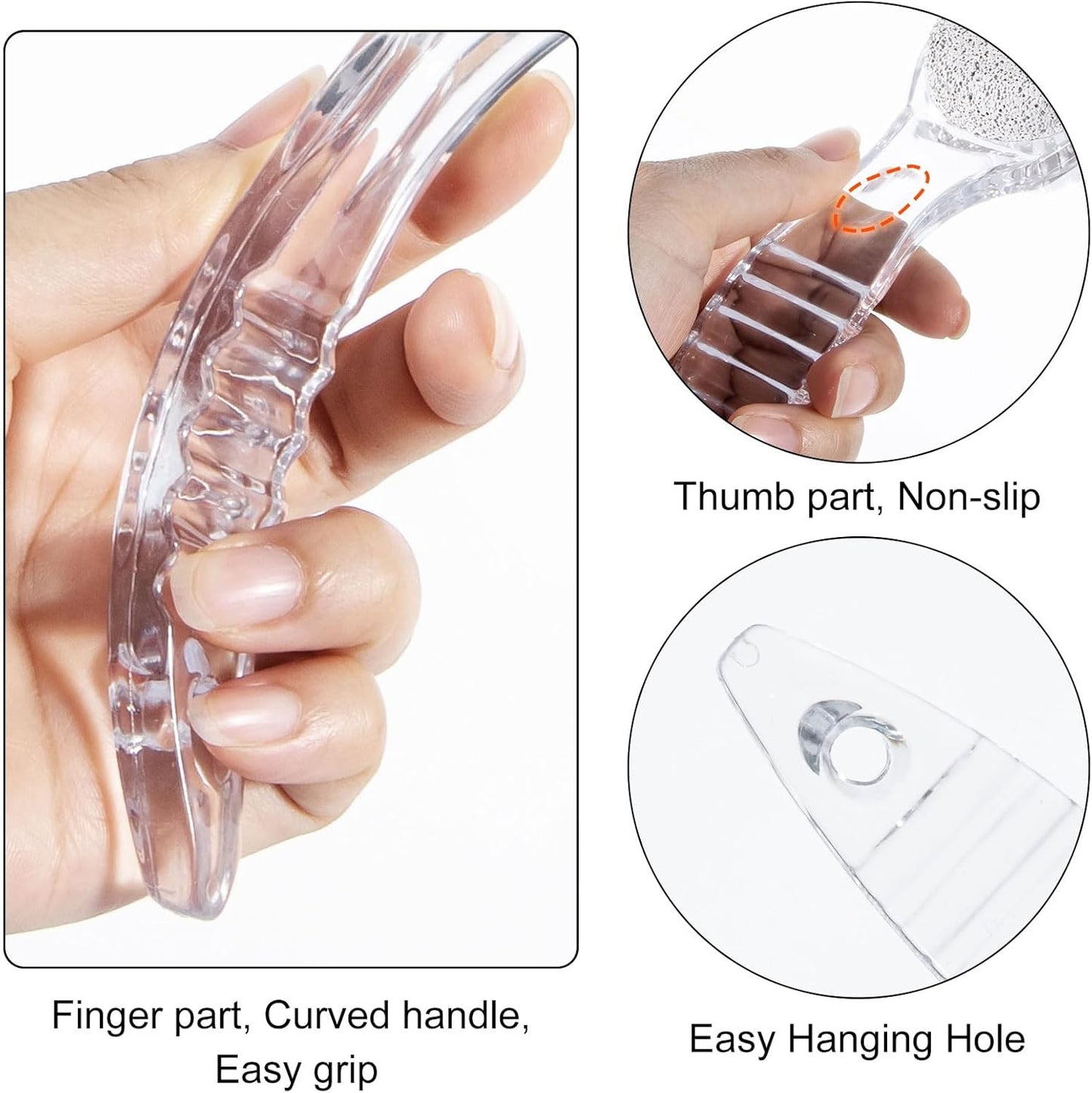 2 Pcs Foot Pumice Stone Brush Calluses Remover, Large Foot Scrubber Foot File with Handle 2 in 1 Suitable for Horniness Foot Spa, Foot Care Smooth Skin (Transparent)