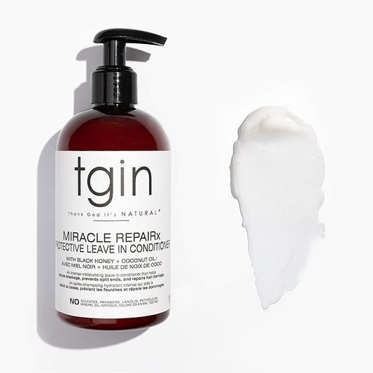 Thank God It's Natural tgin Miracle RepaiRx Protective Leave In Conditioner for Curly, Coily, Wavy Hair includes Biotin, Black Castor Oil, Repairs, Restores Damaged, Color-Treated Hair, 13 oz
