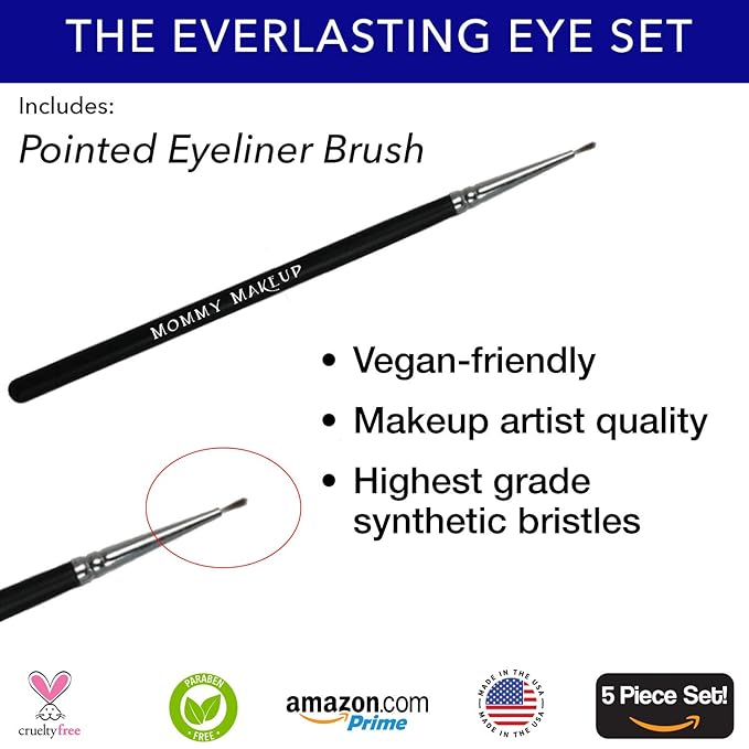 The Everlasting Eye 5 Piece Waterproof Makeup Set. Gel Eyeliner, Creme Eyeshadow, 2 brushes and Mesh Bag. Paraben-free, Talc-free, Cruelty-free. Elsa/Blue Angel 1112