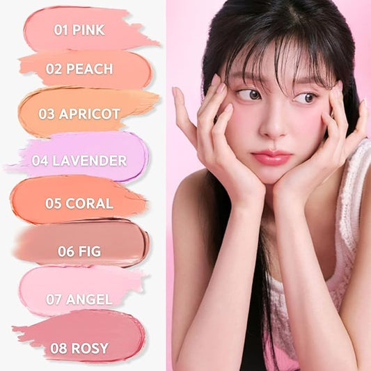 BBIA Ready To Wear Downy Cheek Cream Blush 8 Color - Creamy Blendable & Buildable Blush Dewy Texture & Matte Finish High Pigment Longlasting Lightweight Natural Face Makeup, 0.12oz (08 DOWNY ROSY)