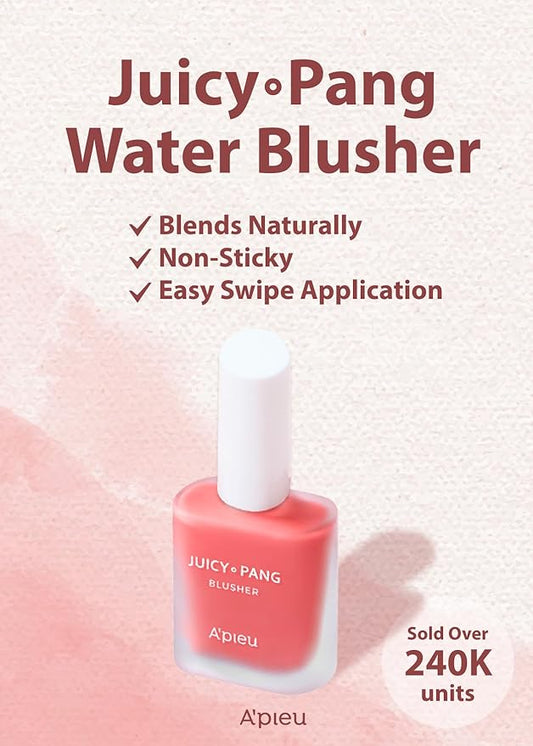 A'PIEU JUICY-PANG WATER BLUSHER (PK04 - Dewey Grapefruit Pearl) Korean Liquid Blush For Cheeks K Beauty Makeup