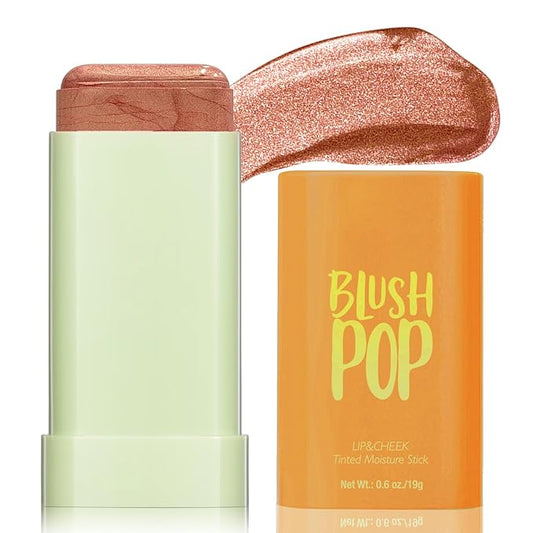 Highlighter Makeup Stick - Blush Highlighters Makeup Stick for Face & Body, Natural Silky Shimmer Highlight, Bendable Long Lasting Highlighter Wand, Cream Korean Highlighter (Cherry Red)