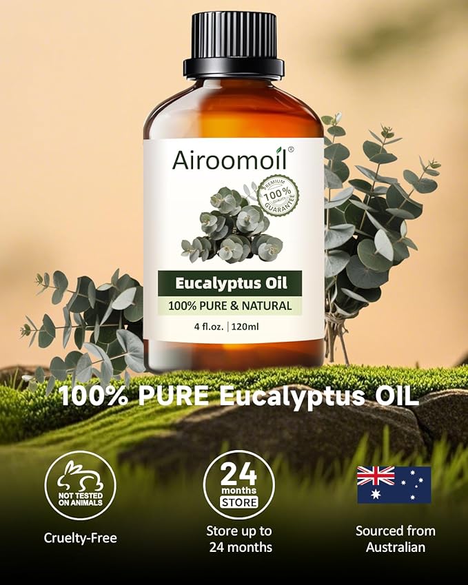 Pure Eucalyptus Essential Oil, 100% Pure Natural Eucalyptus Essential Oil, Premium Grade Essential Oils for Diffusers for Home, Skin, Care Massage, Soap Making, Aromatherapy, 4 Fl Oz | 120ml