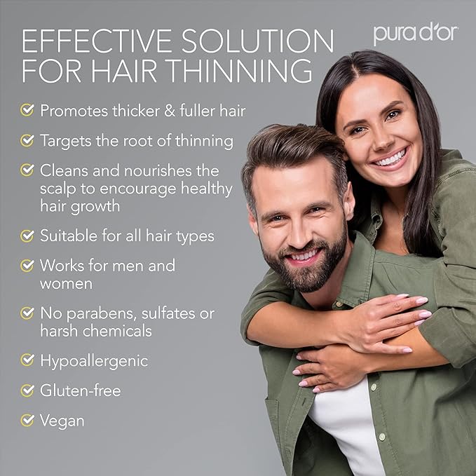 PURA D'OR Anti-Thinning Biotin Shampoo & Deep Moisturizing Conditioner Original Gold Label Set (16oz x2) Natural Earthy Scent, CLINICALLY TESTED Effective Results, Hair Thickening Product, Women & Men