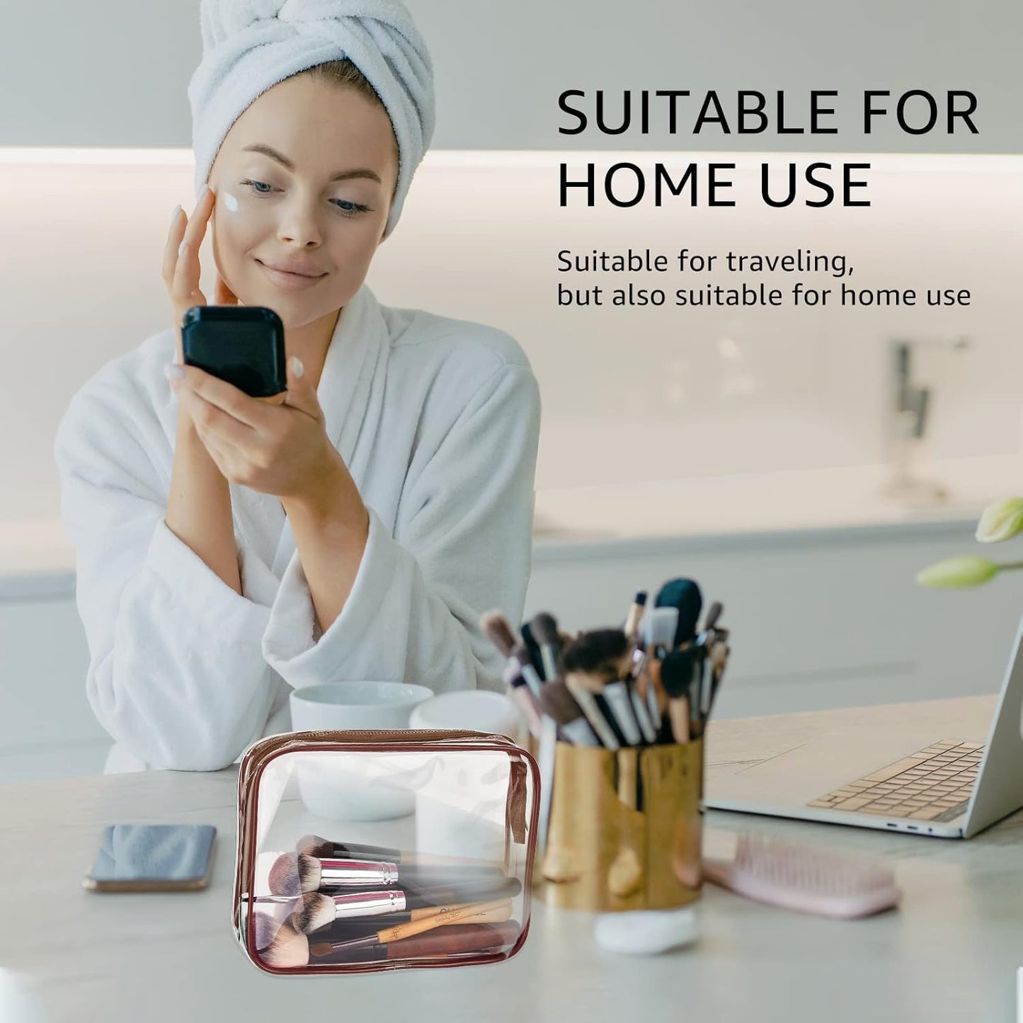 3Pcs Crystal Clear PVC Travel Toiletry Bag Kit for Women Men, Waterproof Vinyl Packing Organizer Storage Bags with Zipper Handle Straps, Cosmetic Pouch Carry on Airport Airline Compliant Bag Handbag