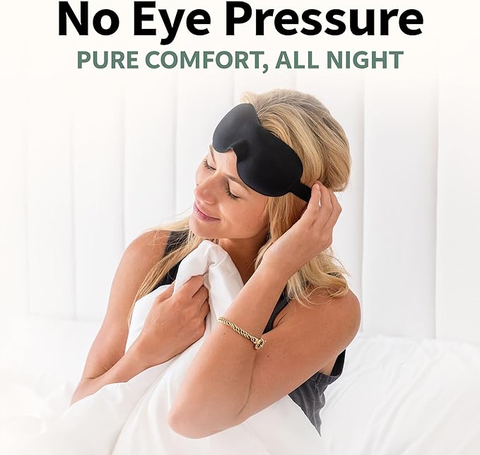 Nidra Contoured Sleep Mask for Side Sleepers – Zero Pressure Fit, Light Blocking Eye Shade for Sleeping & Travel – Blue, Standard Size