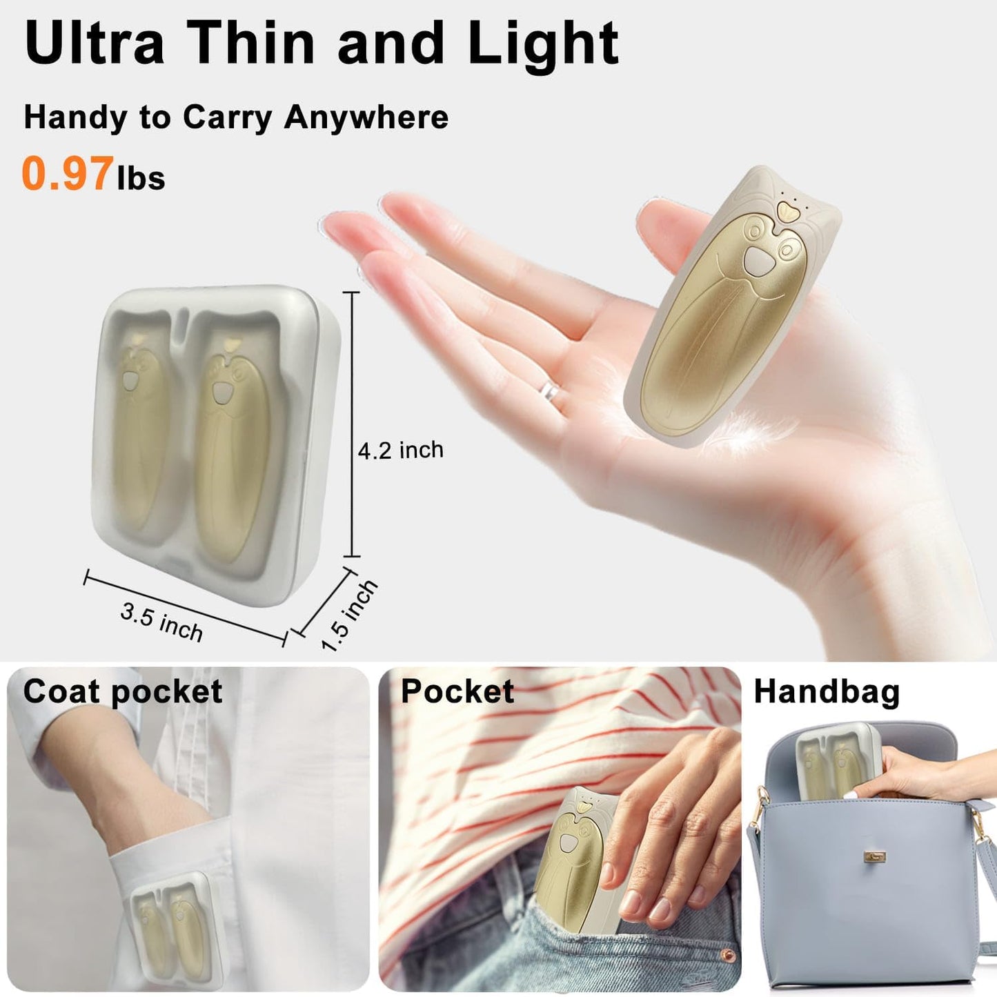 Hand Warmers Rechargeable 2 Pack,with Charging Case,14000mAh Electric Hand Warmer Reusable, 60Hrs Long Heating, Portable Pocket Heater Handwarmer for Women Men, Outdoor Camping, Ski Equipment