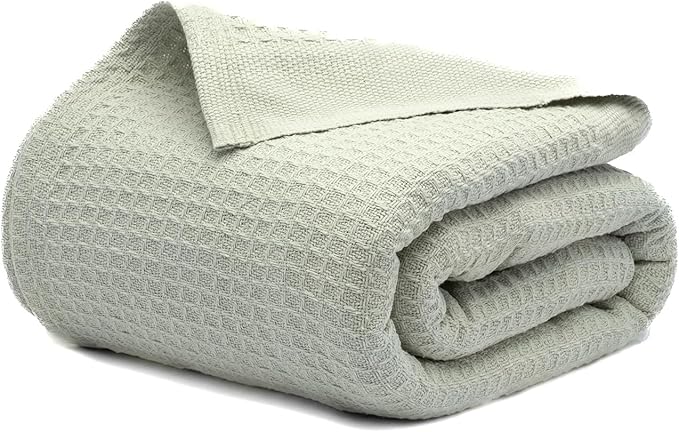 Salt Earth 100% Cotton Throw Blanket, King, 106"X92" Waffle Throws for Home, Bedrooms, Outdoor & Office Couch, Cozy Room Decor Blankets, Christmas Blankets and Throws (Sea Foam)