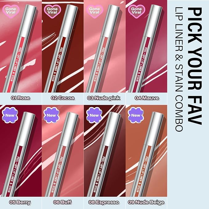 Cilrofelr Peel Off Lip Liner Stain with Tweezer, Long Wear Tattoo Lip Liner, Peel Off Lip Stain with Matte Finish, Long Lasting, Waterproof, Transfer-proof, Highly Pigmented Color (Espresso)