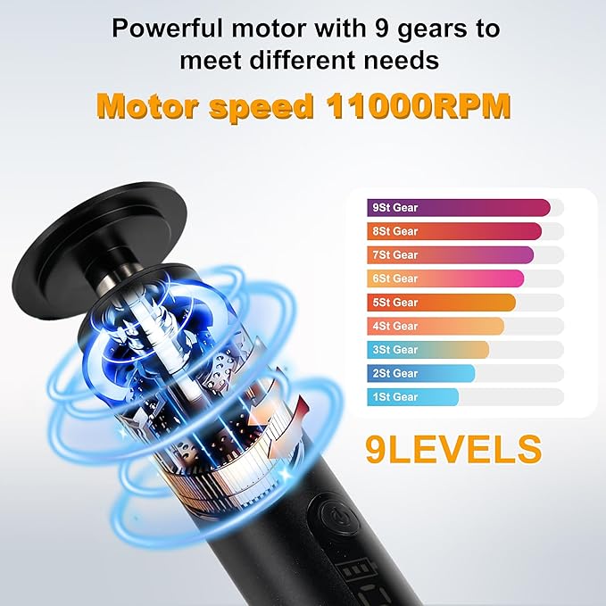 Electric Foot Callus Remover, Adjustable Speed Rechargeable Foot Sander Pedicure Tools for Feet Dead Skin with Sandpaper Disk and Nail Drill Bits,Equipped with Digital Display（Obsidian）