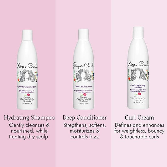 Rizos Curls Trio Bundle, Hydrating Shampoo & Deep Conditioner & Curl Cream Bundle, Gently Cleanse and Hydrate Curly Hair, Style & Define Curls for Frizz Free Volume, For All Curl Patterns 2a - 4c
