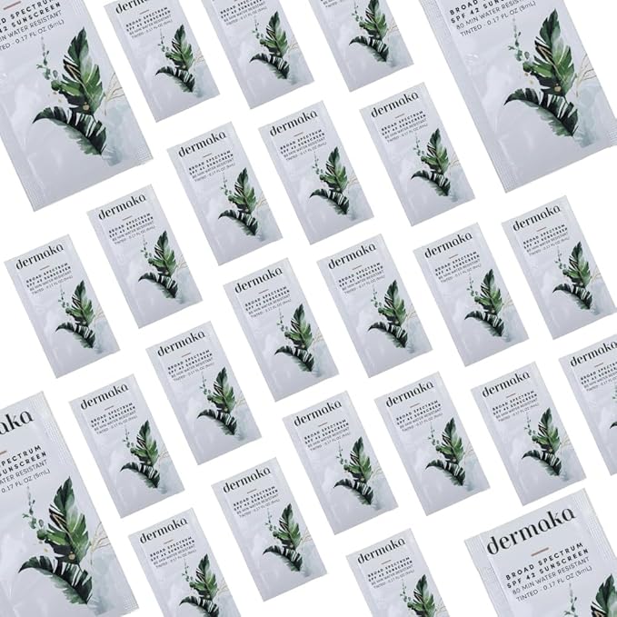 Mineral Tinted Sunscreen SPF 42 for Face – 5ml 25 Packets with Zinc Oxide & Titanium Dioxide – Water Resistant 80 Min – Moisturizes & Soothes – Beach Must Haves, Travel Essentials, Party Favor