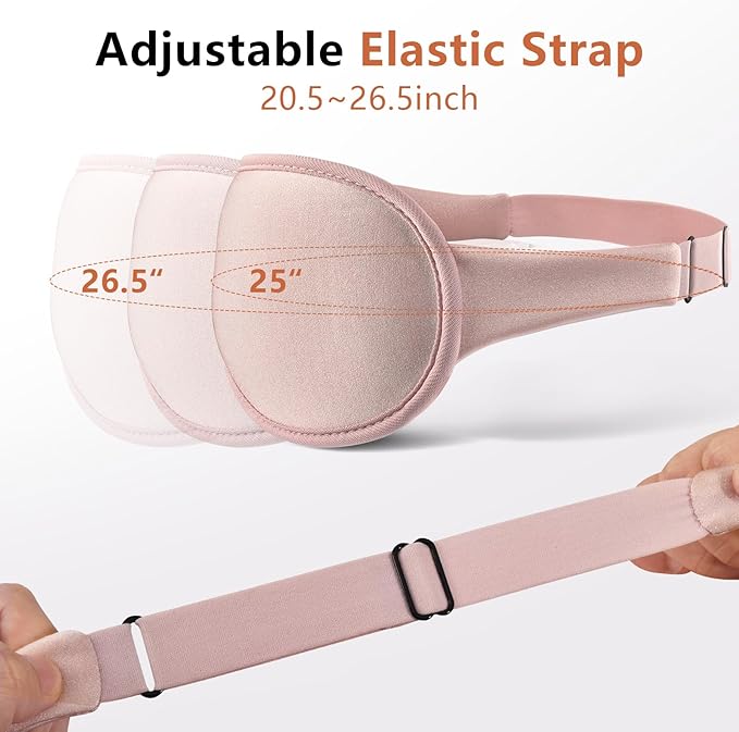 Sleep Mask for Side Sleeper Women Men, Eye Mask for Sleeping Light Blocking, 3D Contoured Cup Sleeping Mask, Soft Breathable Sleep Eye Mask with Adjustable Elastic Strap for Travel Pink