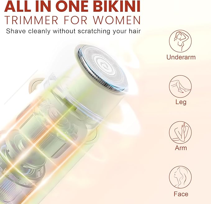 Dermave Bikini Shaver - Electric Bikini Trimmer for Women, Dual Head Shaver, 2-in-1 Womens Electric Razor (Green)