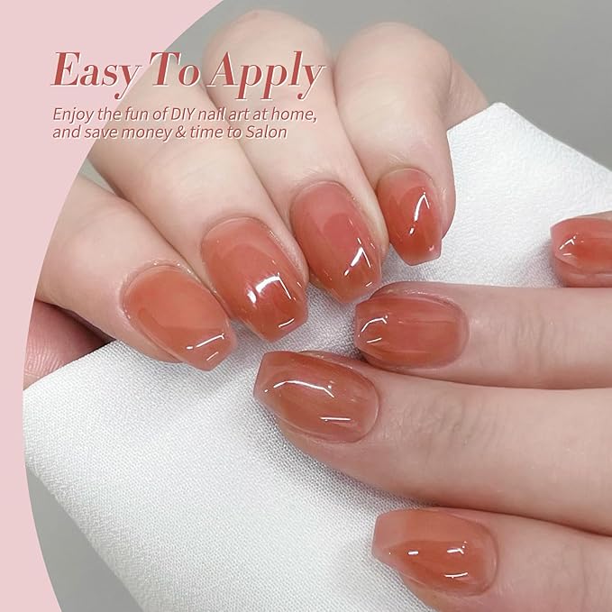 Born Pretty Jelly Burgundy Gel Nail Polish Blood Wine Red Nude Pink Gel Polish Sheer Transparent Halloween Gel Polish Kit Wild Rose for Salon Manicure and Nail Art DIY at Home 6Colors