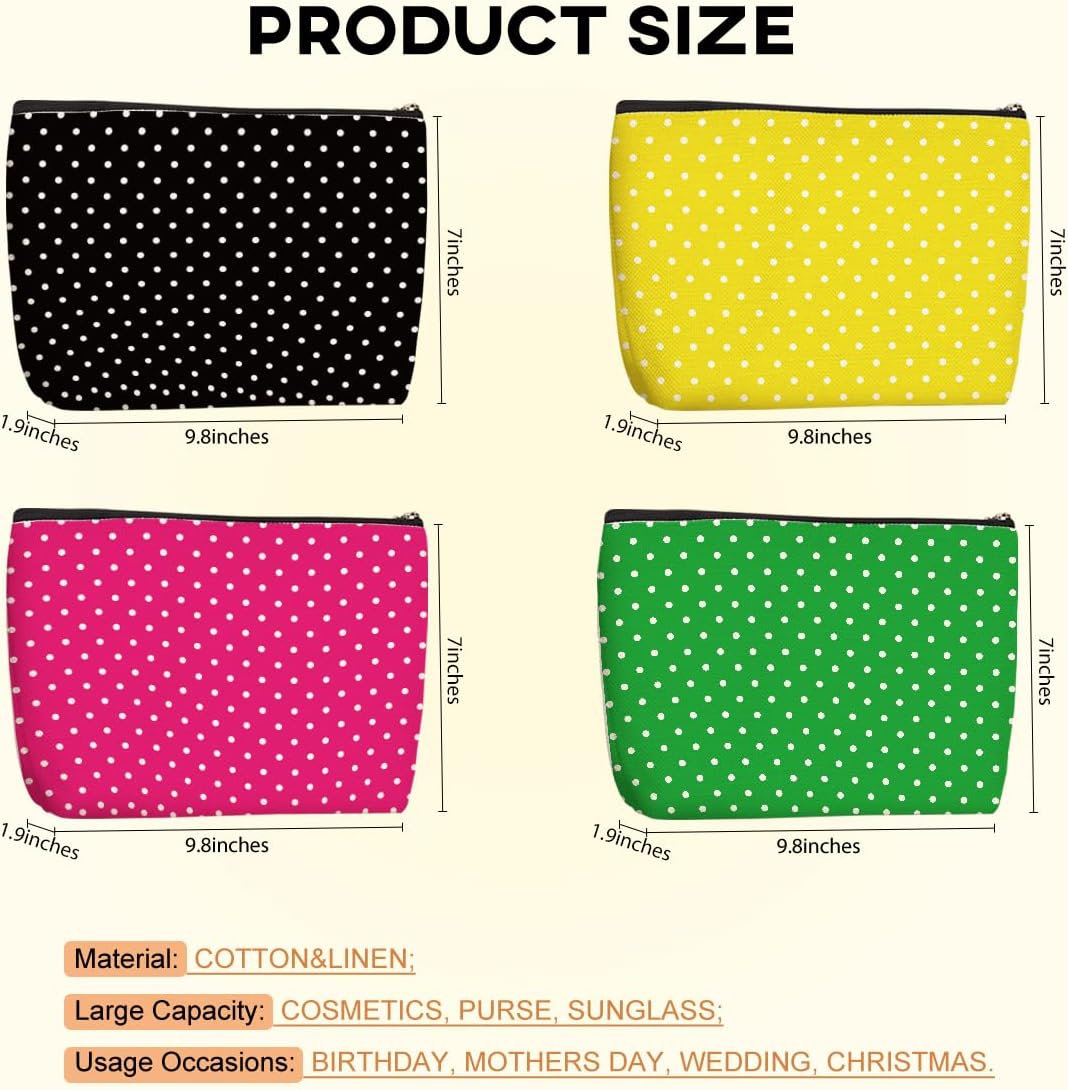 4pcs Polka Dot Makeup Bag, Fashion Polka Dots Cosmetic Bag, Christmas Wedding Anniversary Birthday Friendship Gifts for Women Girls Best Friends Sister Bestie Coworker Travel Toiletry Bag