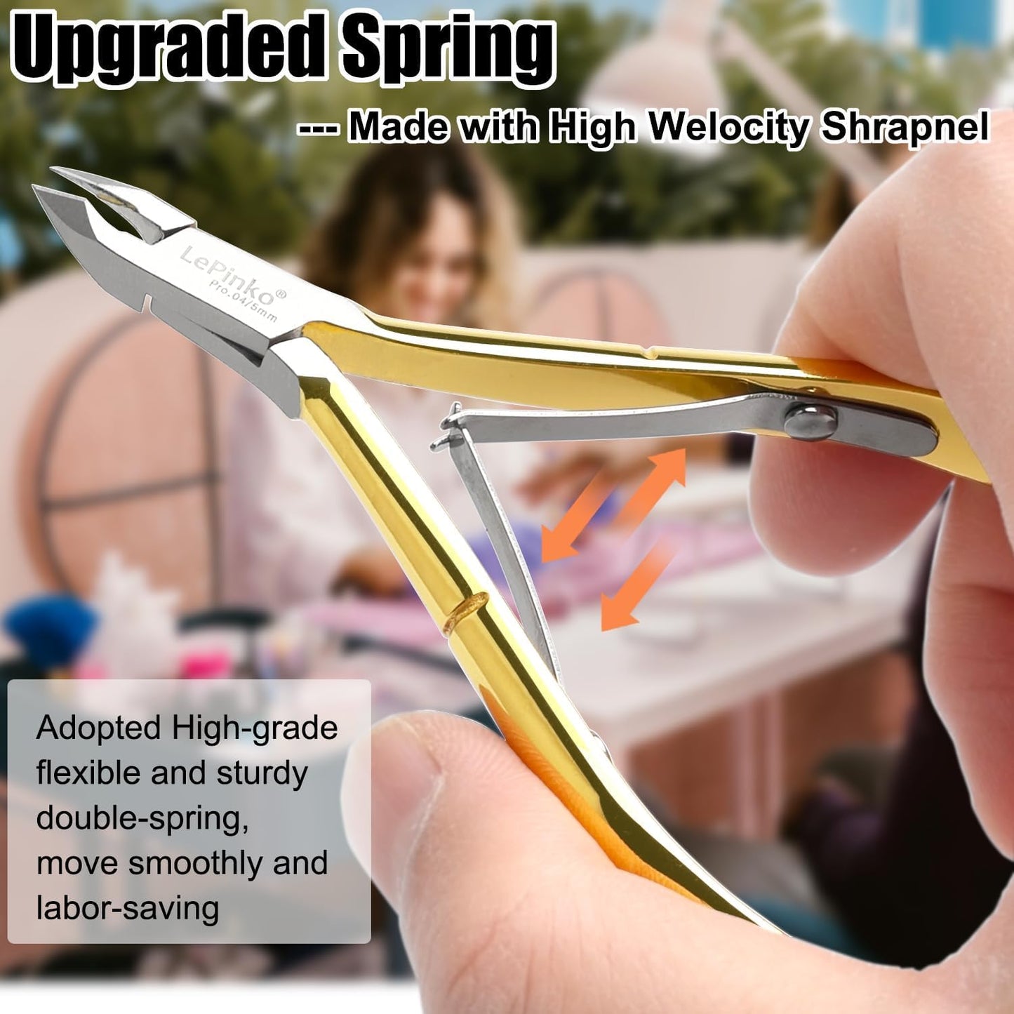 LePinko 4 Packs Upgraded Cuticle Trimmer kit, Sharp Dead Skin Clipper, Labor-Saving Cuticula Remover for Fingernail Toenail, Manicure Pedicure Tool for Women Men, 5mm Jaw, Golden