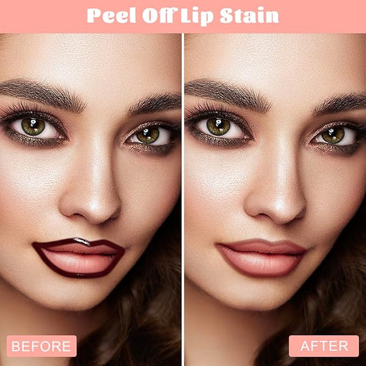 Peel Off Lip Liner Stain - Long Lasting Natural Lip Stain Transfer-proof Lip Liner, Moisturizing Waterproof Lip Gloss Stain, Highly Pigmented Color for All Skin, Ideal Gifts for Women (Nude Pink)