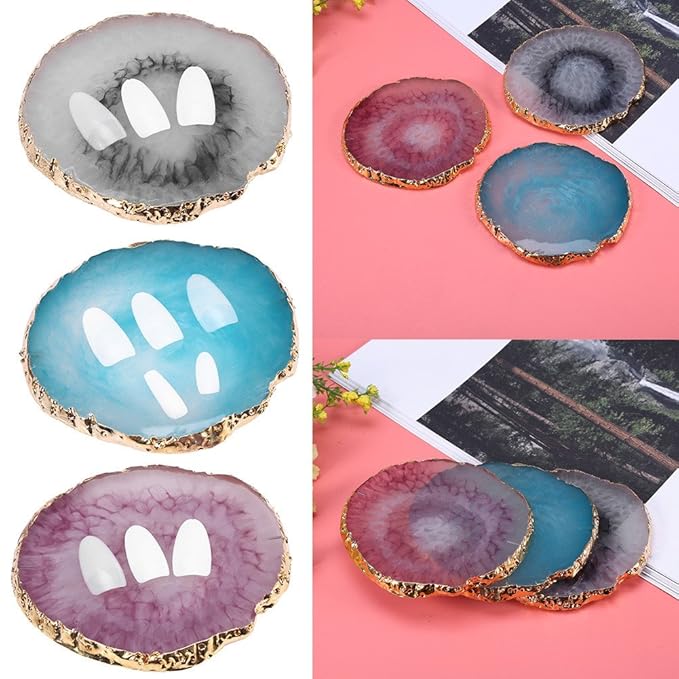 Nail Art Palette, Natural Resin Stone Nail Art Palette for Painting Placing Things Making Nail(Rose red)