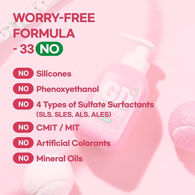 TS GD Shampoo for Girls | Korean Teen Shampoo with Upgraded Probiotics | Anti-Dandruff & Itchy Scalp Relief | Pink Peach Allergy-Free Fragrance | Sulfate-Free (13.53 fl oz, 400ml)