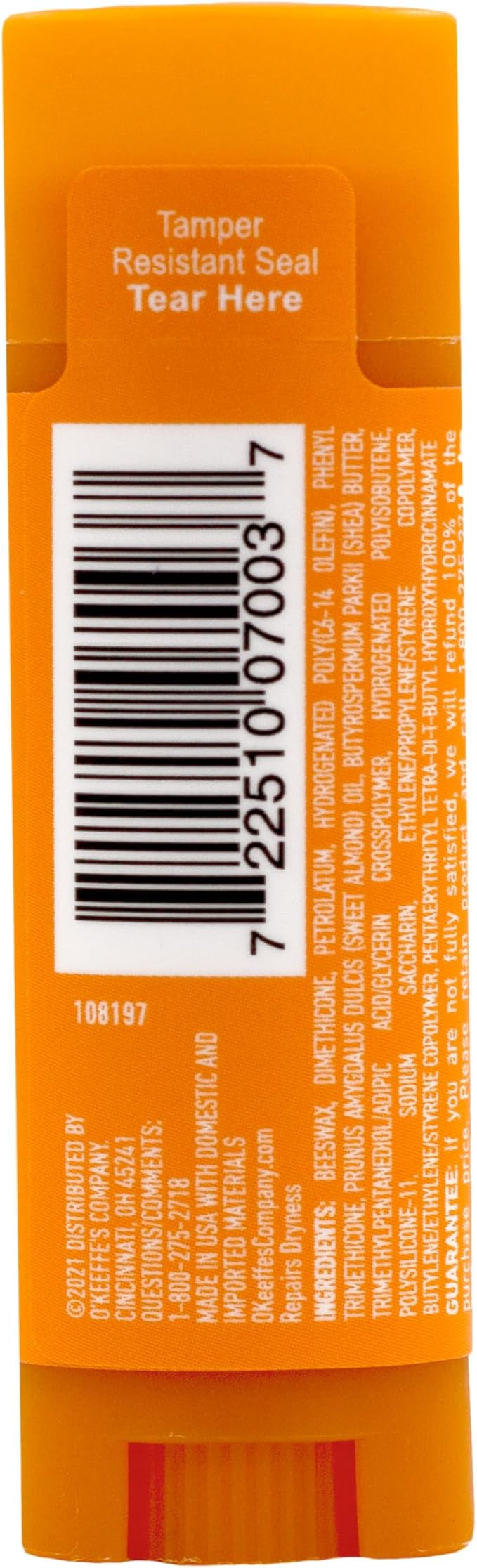 O'Keeffe's Unscented Lip Repair Lip Balm for Dry, Cracked Lips, Stick, (Pack of 1)