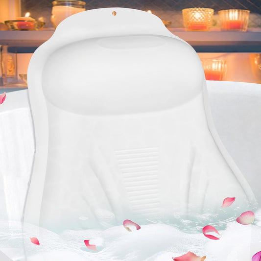 Inflatable Bath Pillow for Tub - Adjustable Firmness Silicone Bathtub Pillow for Spa Neck-Relaxing & Epsom Salt Soaking, Head & Back Reclining Support Cushion, Spa Gifts for Women, Parent, Friends