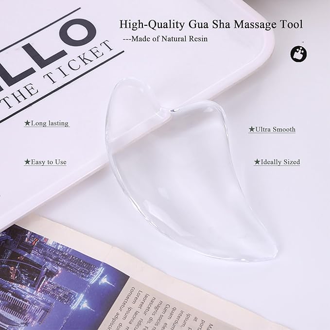 Transparent Gua Sha Facial Tools Natural Resin Face Massage Tool, Body Gua Sha Lymphatic Drainage Massager Fascia Blaster for Cellulite Remove Skin Care, Relieve Muscle Tension and Jawline Sculpting