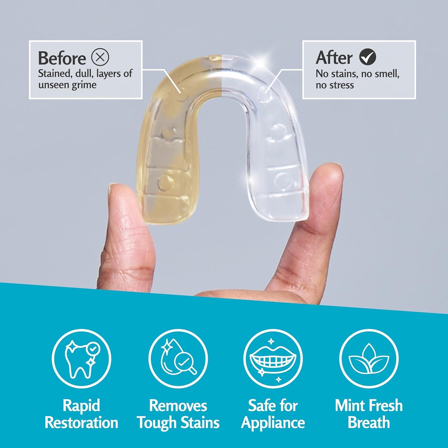 Retainer Cleanser Tablets Invisalign Cleaner, Removes Odors Discoloration Stains and Plaque 4 Month Supply Denture Cleansers Retainers Mouth Guards Denture Bath Mint by M3 Naturals